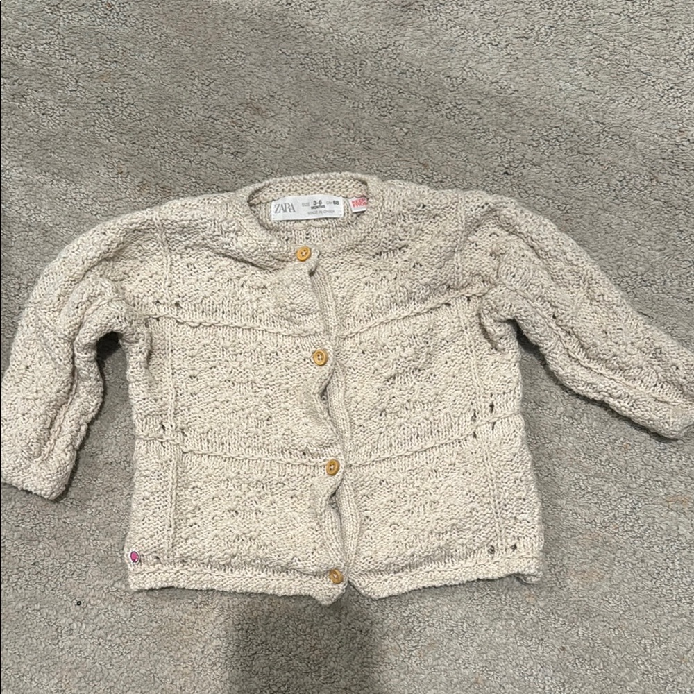 Zara Beige Textured Cardigan